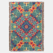 Gelbblau-grün Abstraktes tropisches Muster Decke (Vorderseite Vertikal)