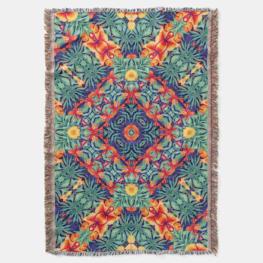 Gelbblau-grün Abstraktes tropisches Muster Decke (Vorderseite Vertikal)