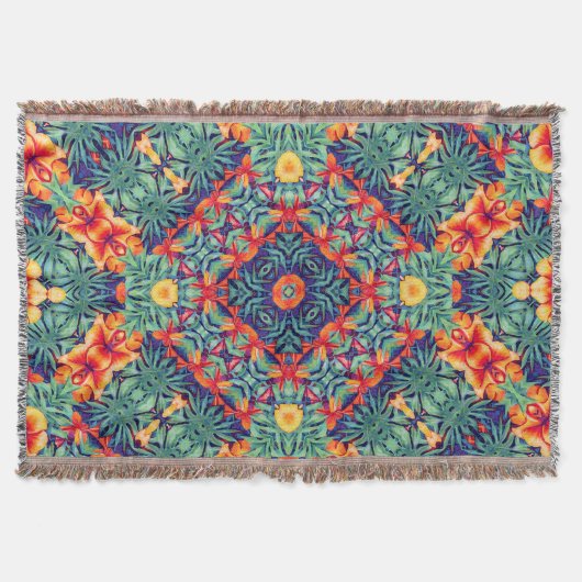 Gelbblau-grün Abstraktes tropisches Muster Decke (Vorderseite)