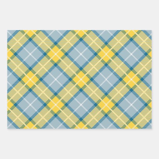 Gelbblau Kariertes Muster Geschenkpapier Set (Vorderseite)