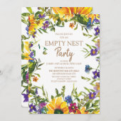 Gelbblau Lila Blüte Leere Nest Party Einladung (Vorne/Hinten)