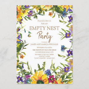 Gelbblau Lila Blüte Leere Nest Party Einladung