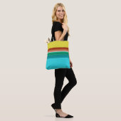 Gelbblau-Multicolor-Streifen Tasche (Am Model)