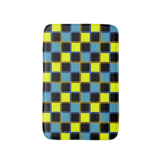 Gelbblau-Schachbrettmuster Badematte (Vorderseite Vertikal)