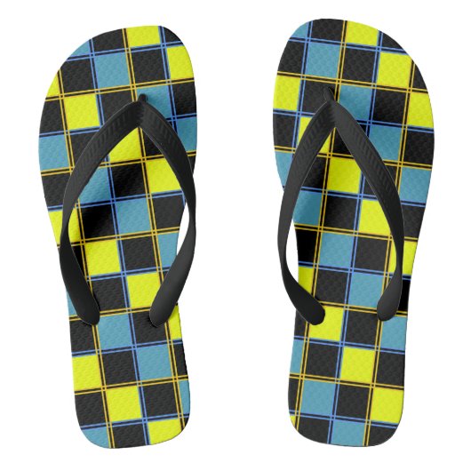 Gelbblau-Schachbrettmuster Badesandalen (Fußbett)