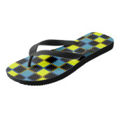 Gelbblau-Schachbrettmuster Badesandalen (Schrägansicht)
