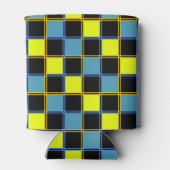 Gelbblau-Schachbrettmuster Dosenkühler (Rückseite)