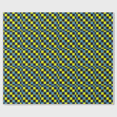 Gelbblau-Schachbrettmuster Geschenkpapier (Flach)