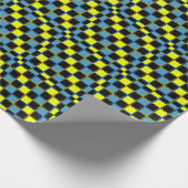 Gelbblau-Schachbrettmuster Geschenkpapier (Ecke)
