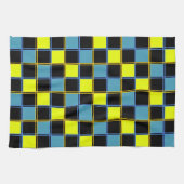 Gelbblau-Schachbrettmuster Geschirrtuch (Horizontal)