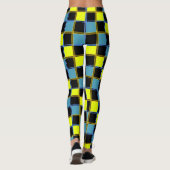 Gelbblau-Schachbrettmuster Leggings (Rückseite)