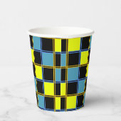 Gelbblau-Schachbrettmuster Pappbecher (Rechts)