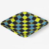 Gelbblau-Schachbrettmuster Pappteller (Gewinkelt)