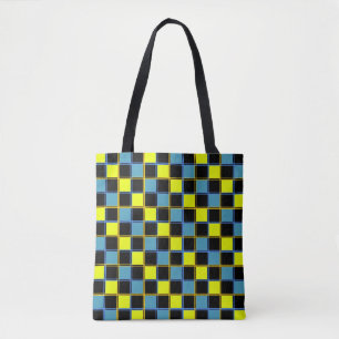Gelbblau-Schachbrettmuster Tasche