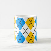 Gelbblau-weiße Raute Diamant-Design Kaffeetasse (Mittel)