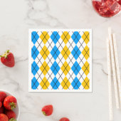 Gelbblau-weiße Raute Diamant-Design Serviette (Beispiel)