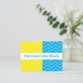 Gelbblau, Zickzack Farbblockmuster Visitenkarte (Stehend Vorderseite)
