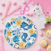 Gelbblauchblaues italienisches Brautparty Pappteller (Party)