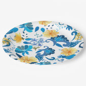 Gelbblauchblaues italienisches Brautparty Pappteller (Schrägansicht)