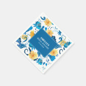 Gelbblauchblaues italienisches Brautparty Serviette (Ecke)