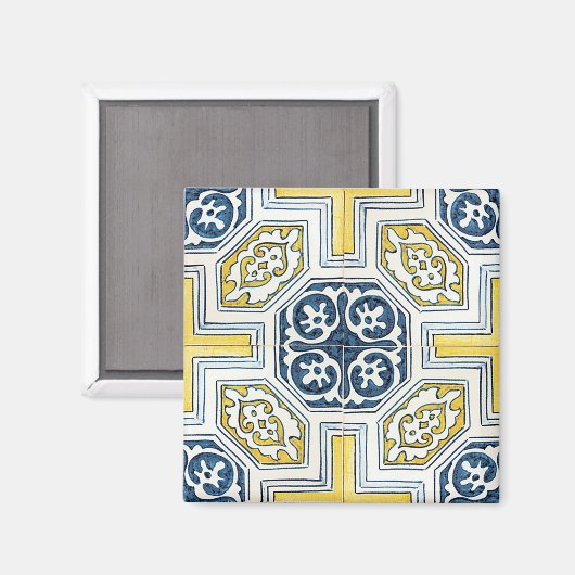 Gelbblaue falsche geometrische Fliesen-Kunst Magnet (Vorderseite/Rückseite)