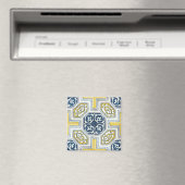 Gelbblaue falsche geometrische Fliesen-Kunst Magnet (In Situ (Geschirrspüler))