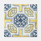 Gelbblaue falsche geometrische Fliesen-Kunst Magnet (Vorne)