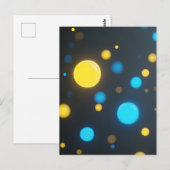 Gelbblaue leuchtende Kugeln Postkarte (Vorne/Hinten)
