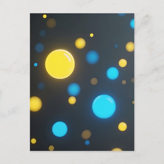 Gelbblaue leuchtende Kugeln Postkarte (Vorderseite)