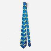 Gelbblauer Artsty Abstrakt Print Necktie Krawatte (Vorderseite)