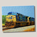 Gelbblauer Diesel-Lokomotivbahn CSX Puzzle<br><div class="desc">CSX Loco Puzzle - sehen Sie in meinem Laden nach mehr großartigen Geschenken für den Zug</div>