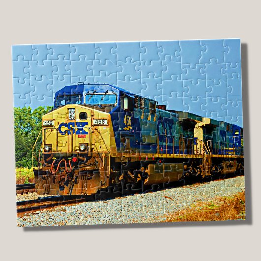 Gelbblauer Diesel-Lokomotivbahn CSX Puzzle