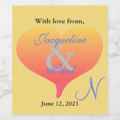 Gelbblauer Hochzeitstempel Weinetikett (Einzelnes Label)