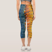 Gelbblauer Reptilienleder Capri Leggings (Rückseite)