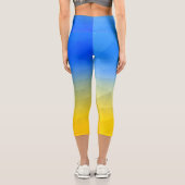 Gelbblaues geometrisches Muster Capri Leggings (Rückseite)