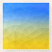 Gelbblaues geometrisches Muster Glasuntersetzer (Vorderseite)