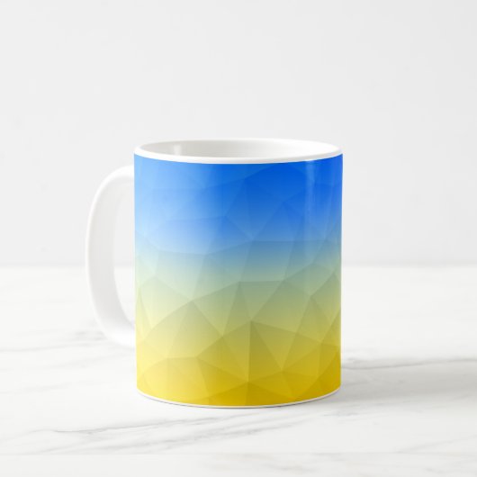 Gelbblaues geometrisches Muster Kaffeetasse (Vorderseite Links)