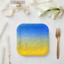 Gelbblaues geometrisches Muster Pappteller