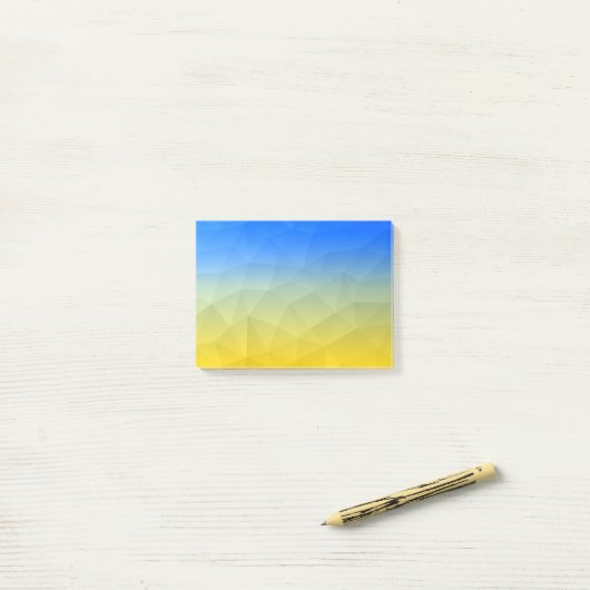 Gelbblaues geometrisches Muster Post-it Klebezettel (Auf Schreibtisch)