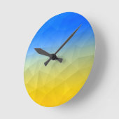 Gelbblaues geometrisches Muster Runde Wanduhr (Winkel)