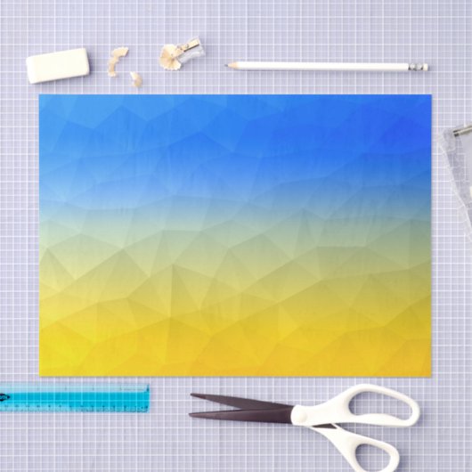 Gelbblaues geometrisches Muster Seidenpapier (Handwerk)