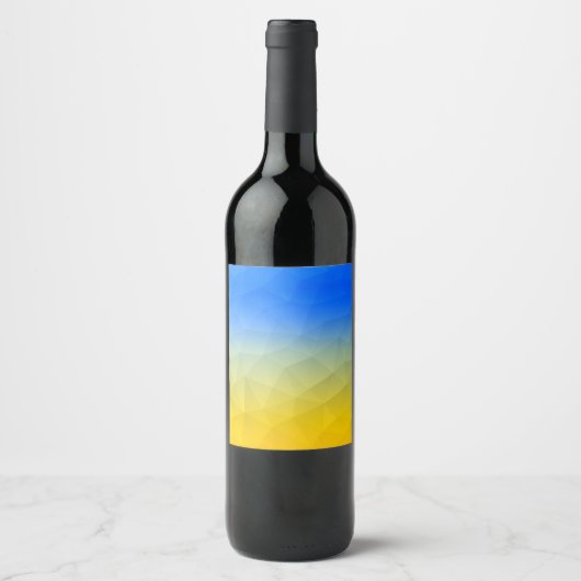 Gelbblaues geometrisches Muster Weinetikett (Vorderseite)