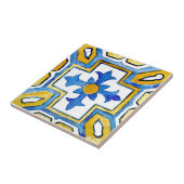 Gelbblaues Mittelmeer-Aquarell Fliese (Seite)