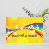 Gelbbleiches Rainbow-Set Einladung (Stehend Vorderseite)