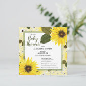 Gelbblume | Babydusche Einladung (Stehend Vorderseite)