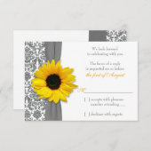 Gelbblume, graue Damaske, Hochzeitsreaktion der UA RSVP Karte (Vorne/Hinten)