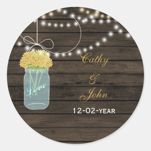 Gelbblumen, Gastgeschenk Hochzeit-Aufkleber Runder Aufkleber (Vorderseite)