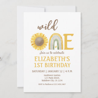 Gelbblüte Wild 1. Geburtstag Einladung