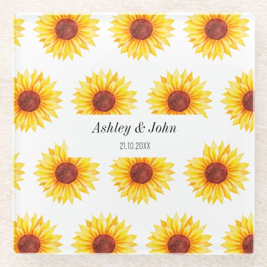 Gelbblütenblume Glasuntersetzer (Vorderseite)