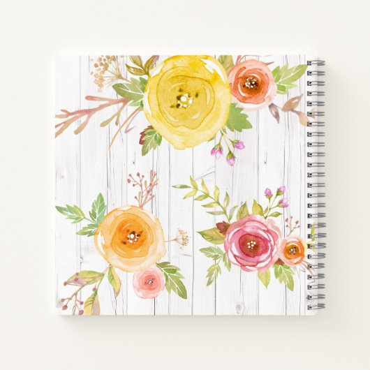 Gelbblütenfarbenes rustikales Holz mit eigenem Qua Notizblock (Rückseite)